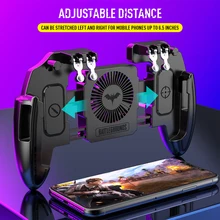 Controlador de Joystick móvil PUBG, botón de rotación, Gamepad para PUBG iOS Android seis 6 dedos, Gamepad de operación con ventilador de refrigeración