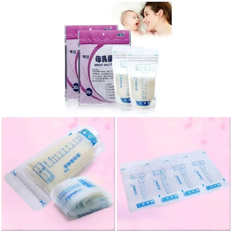 Wholesale 30pcs 250ml Baby Breast Milk Food Freezing Storage Bags Safe Feeding Seal Pouch YH-17