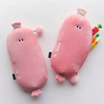 

Creative cartoon simulation snack sausage plush pencil bag student stationery storage bag