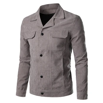 

2019 Autumn Winter Men Trench Coat Slim Fitness Casual Jackets Solid Turn-down Collar Single Breast Pockets Parka Male