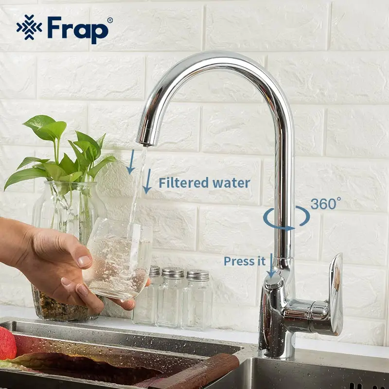 Frap Kitchen Faucet With Filter Water Drinking Chrome Deck Mounted Mixer Tap 360 Rotation Pure Sink Taps | Обустройство дома