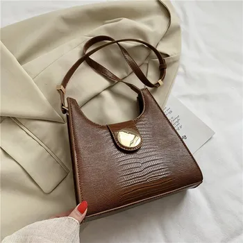 

Crocodile Pattern Shoulder Bags For Women 2020 Fashion Small Bag Crossbody Solid Fashion Bag Female Handbags Designer Purse