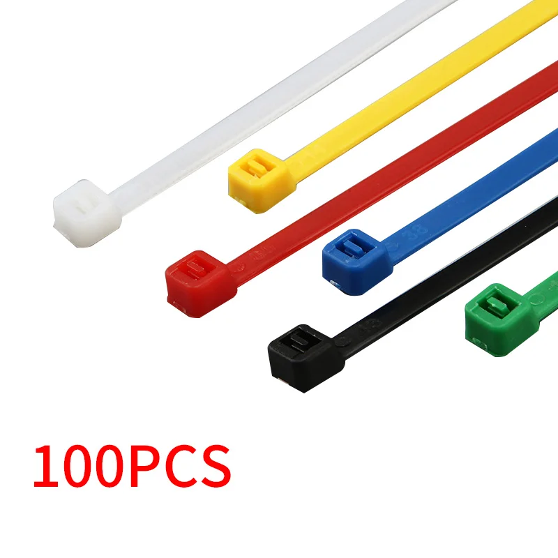 100PCS 3/4/5 Series Self-Lock Cable Ties Plastic Nylon Fasten Loop Organizer Nine Colors Binding Belt