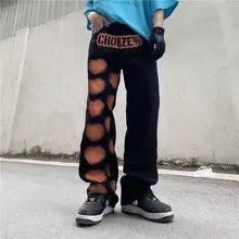Pantalones vaqueros de estilo hip hop para hombres y mujeres, Jeans de pierna ancha, holgados, con estampado de grafiti, 10 tipos