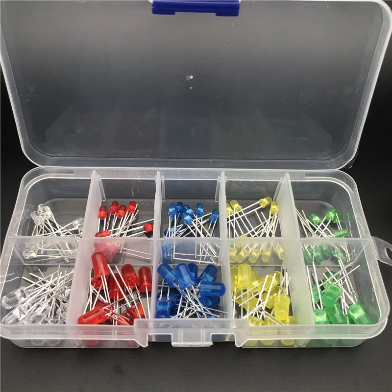 3mm and 5mm LED Lights Emitting Diodes Assortment Set Kit for Arduino Bright White Red Blue Green Yellow F3 F5 | Электронные