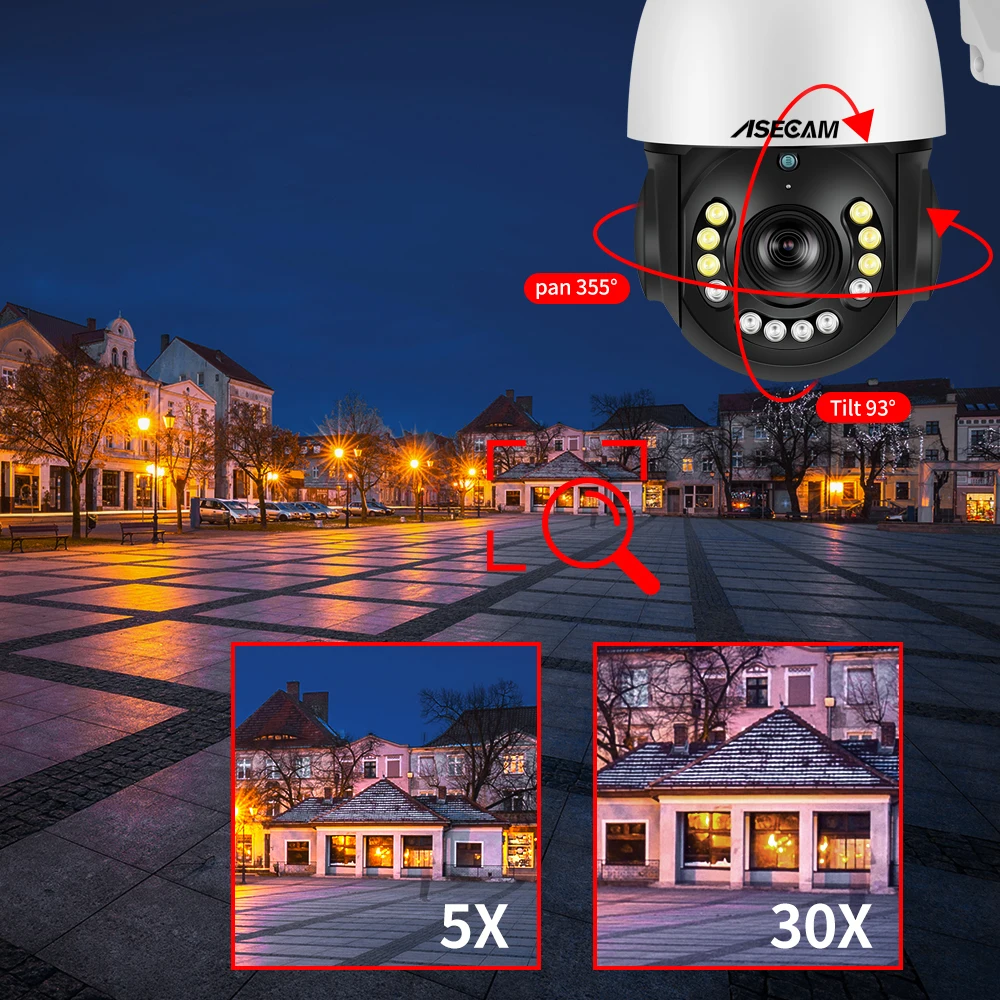 New 8MP 4K PTZ IP Camera Wifi Audio Outdoor AI Human Tracking 30x Zoom POE Onvif CCTV Color Night Vision Security Camera