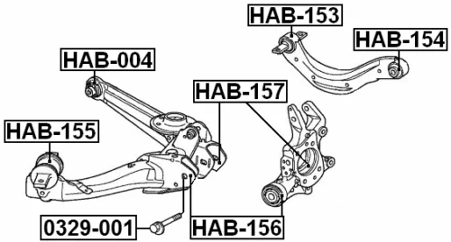 Рычаг Втулки заднего верхнего HAB-154 52390-SNA-A00 для HONDA CIVIC PATHFINDER KIA GRAND SANTA IONIQ hyundai TUCSON ix35 Infiniti qx4