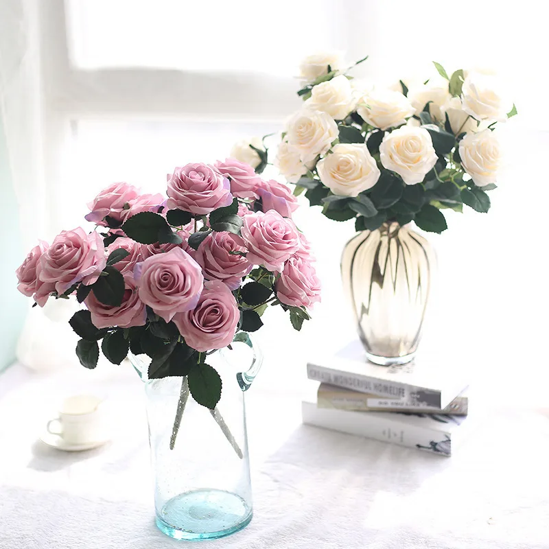 Европейский искусственный букет цветов 10 шт. французская роза украшение с изображением букета гостиной декоративный стол цветочный шелк цветок имитация