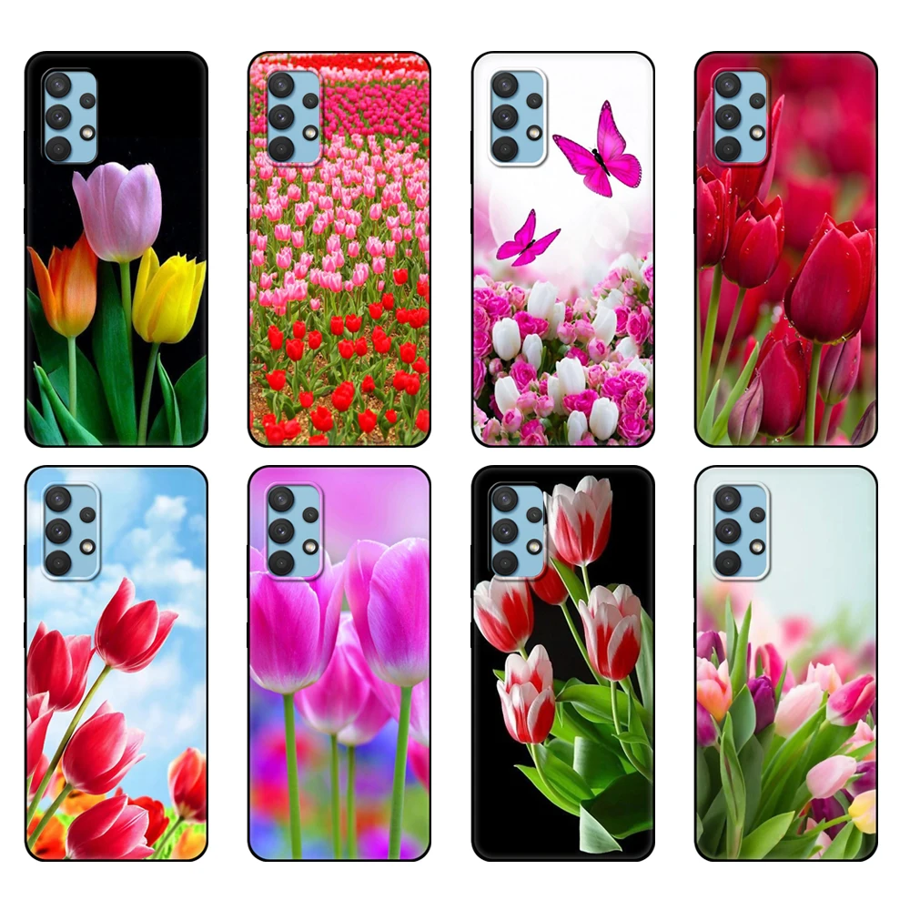 Черный чехол из ТПУ для Samsung galaxy A32 A42 A52 A72 4g 5g S21 PLUS ультра задняя крышка весенний