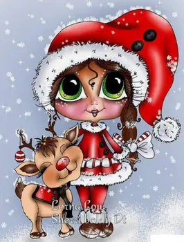 

10x8 Girl and baby animal Transparent Clear Stamps for Scrapbooking for DIY Card Making Cutting Crafts Stencil