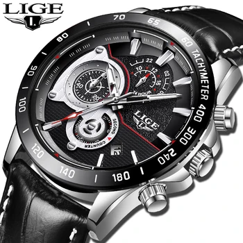 

LIGE Mens Watches Top Brand Luxury Quartz Gold Watch Men Casual Leather Military Waterproof Sport Wrist Watch Relogio Masculino