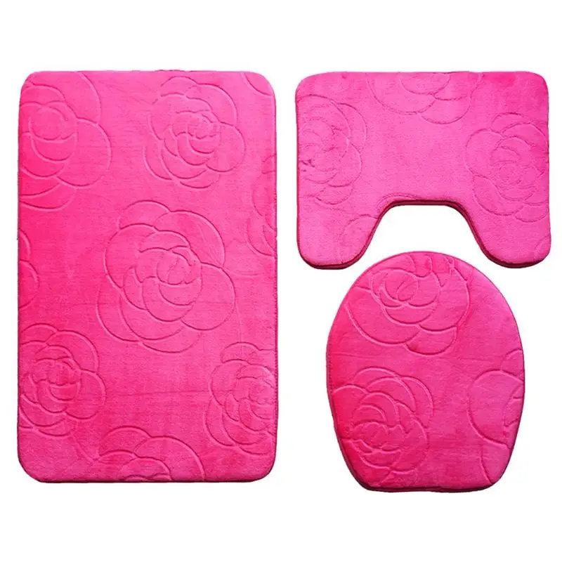 3 шт переплет крышка унитаза коврик Aniti-slip Pad u-образный напольный коврик фланелевый TPR изысканный Принт мягкий набор для ванной комнаты