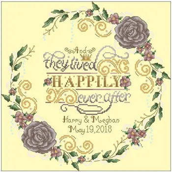 

Purple rose flower wreath patterns Counted Cross Stitch 11CT 14CT DIY Chinese Cross Stitch Kits Embroidery Needlework Sets