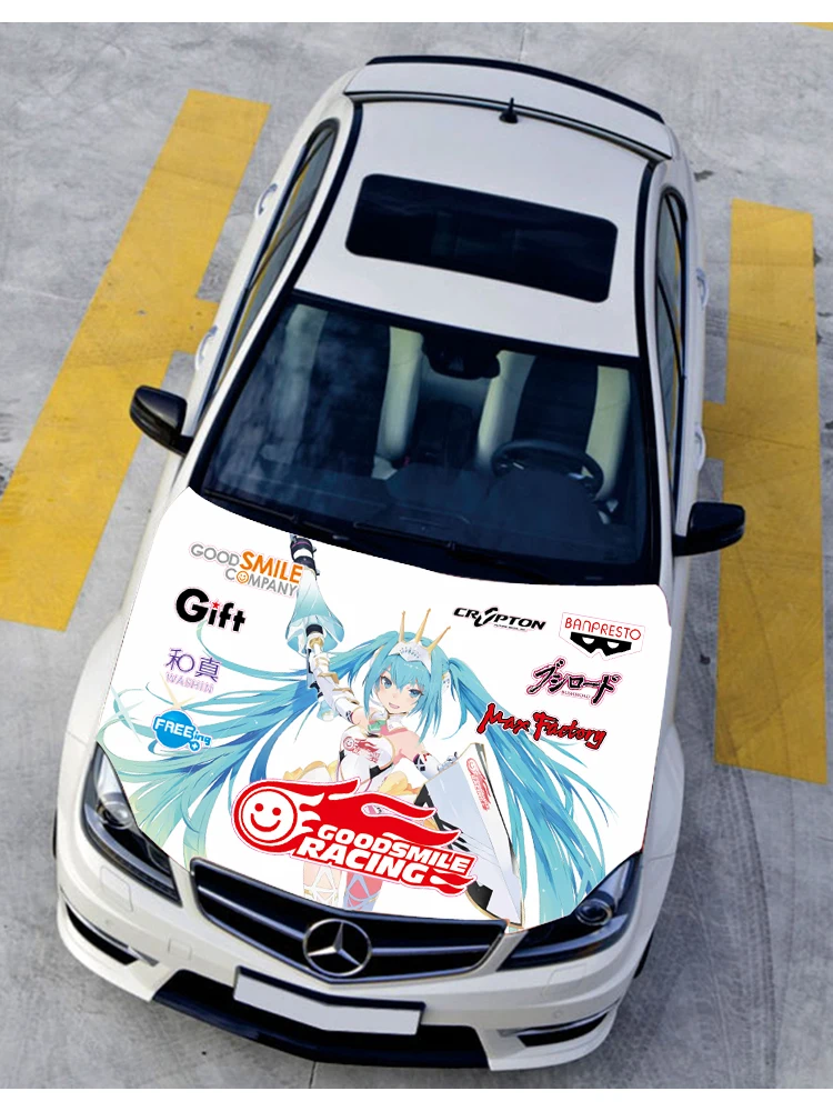 Raing Miku Anime Itasha Hood Vinyl Stickers Goodsmile Racing Engine