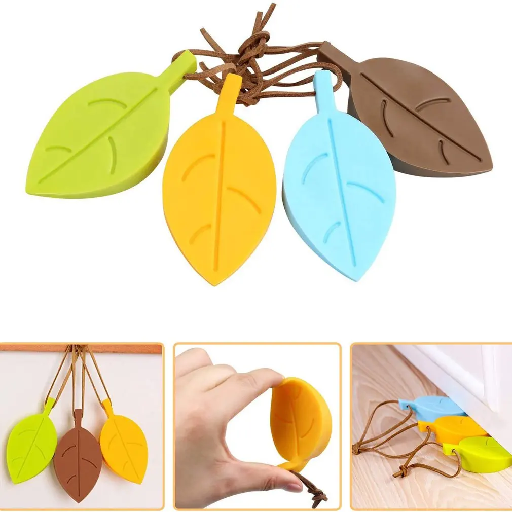 

Leaves Silicone Rubber Door Stop Stoppers Door Block Children Anti-Folder Hand Security Door Card Hanging Door Stop