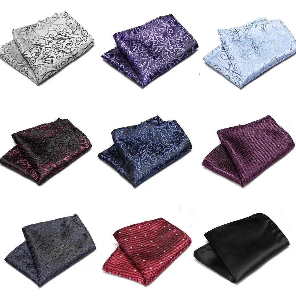 

New Pocket Square Set Formal Necktie Hankerchief Gentleman Polyester Silk Neck Tie