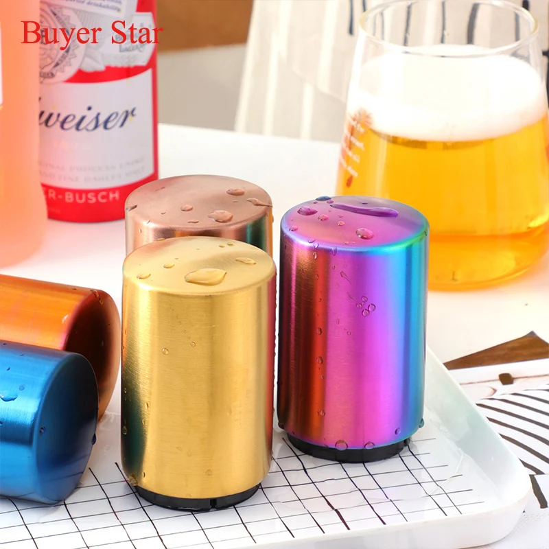 

1PC Creative Magnetic Automatic Beer Bottle Openers Stainless Steel Push Down Wine Beer Soda Glass Cap Drinking Opener Portable Kitchen Bar Tools Accessories