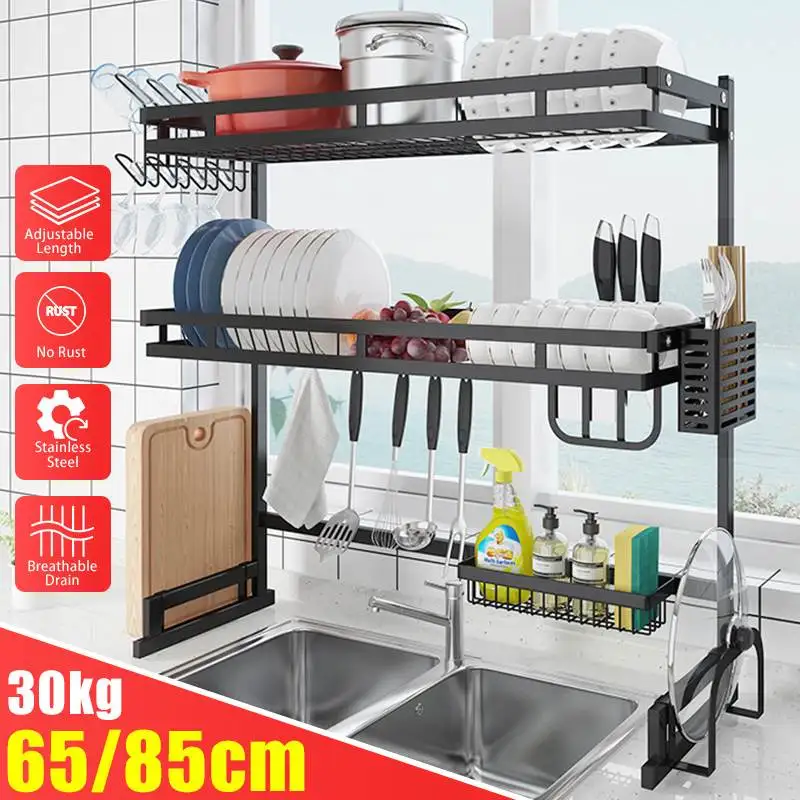 Details about   Kitchen Dish Drying Rack Space Saver Tableware Drainer Shelf Over Sink 65CM/85CM