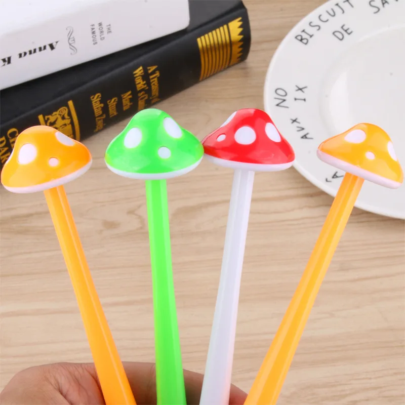 

50PCS Korean Creative Cute Mushroom Gel Pens Simple Plant Food Black Signature Pen Student Creative Stationery