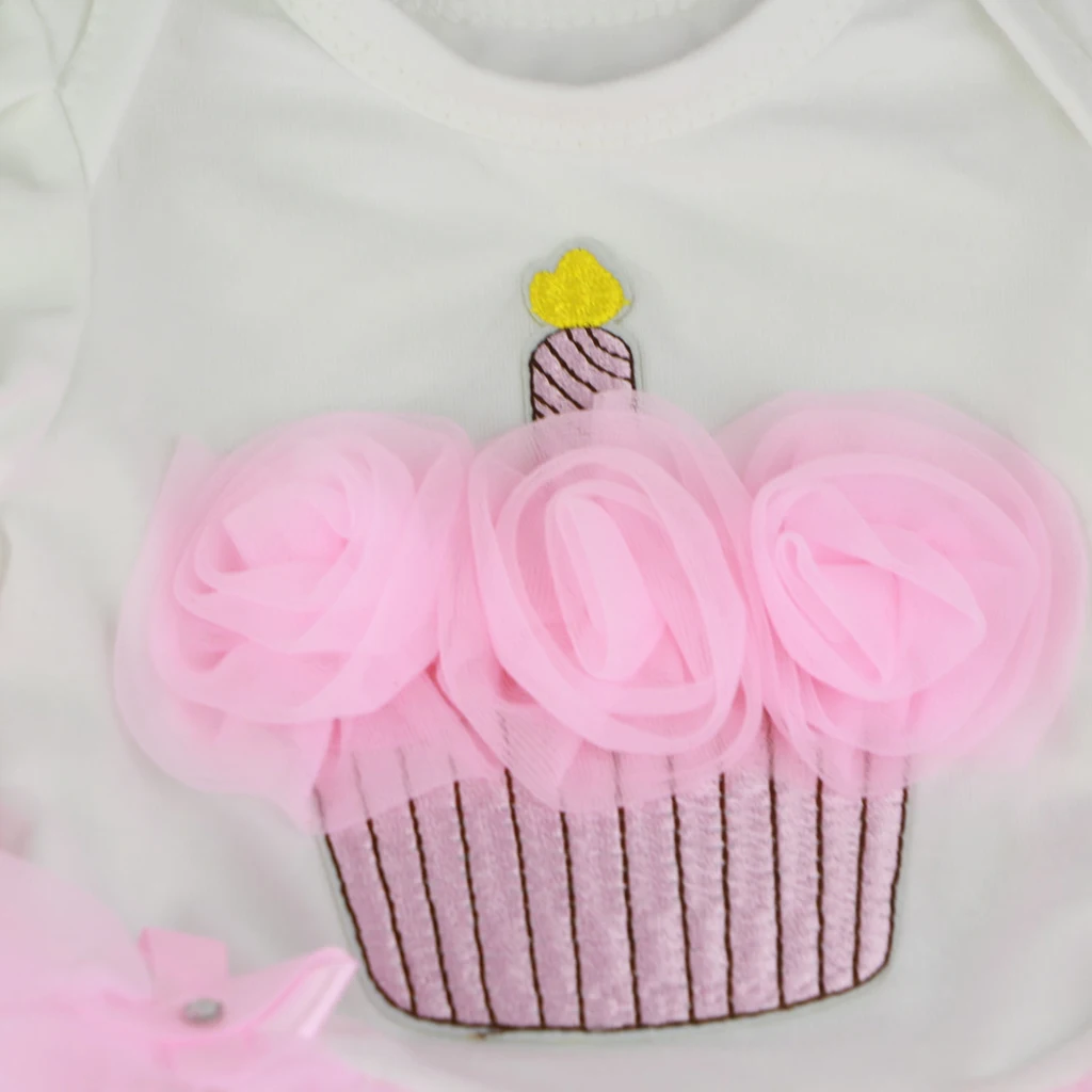 Cake Pattern Romper Tiered Skirt Clothes For 22-23inch Reborn Baby Girl Doll