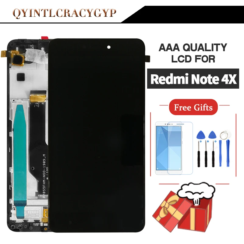 Скидка Высококачественный ЖК дисплей для Xiaomi Redmi Note 4x, дигитайзер, сенсорный экран, основная стеклянная панель, 5,5 дюймов, FreeTools