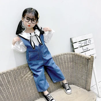 

CNUM Trendy Toddler Kids Baby Girls Overalls Denim Romper Jumpsuit Autumn Clothes Outfit 1-6Y Dropshipping Children Blue Jeans