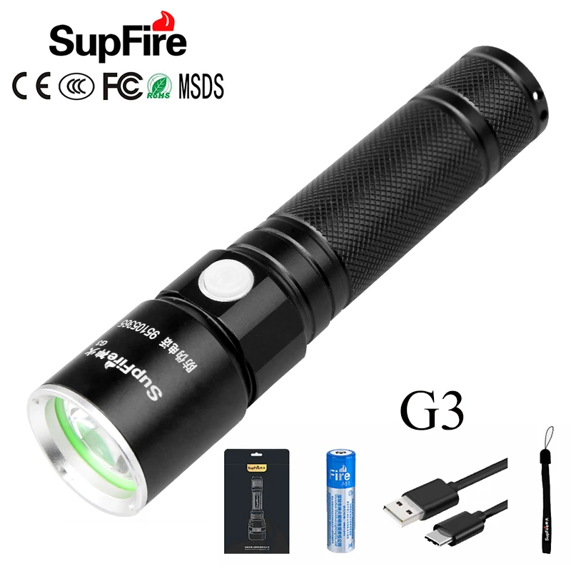 Led flashlight Ultra Bright Torch Camping Flash Light 18650 Battery Linterna LED G3 for Convoy S2 Fenix Sofirn Nicron N7 Olight