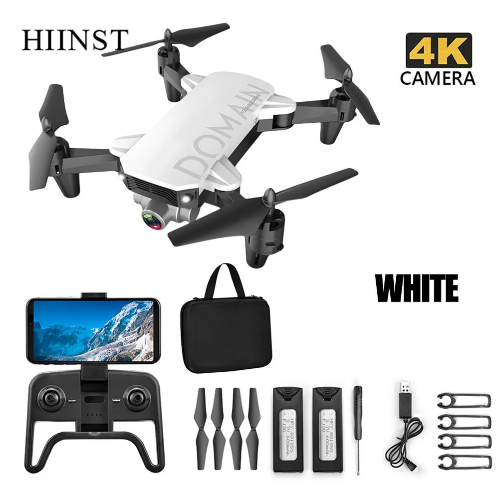 Белый Hiinst 2,4G Радиоуправляемый Дрон 4K HD камера Дрон wifi длительный срок службы складной Радиоуправляемый квадрокоптер с USB дистанционным управлением Вертолет Безголовый режим - Цвет: Белый