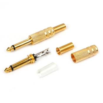 

10 Pcs Gold Plated 6.35mm Male 1/4 Mono Jack Plug Audio Connector Soldering