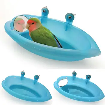 

Bird Bathtub With Bird Mirror Small Oval Bird Bathtub Pet Cage Accessories Parrot Bath Shower Bathing Supplies Standing Box