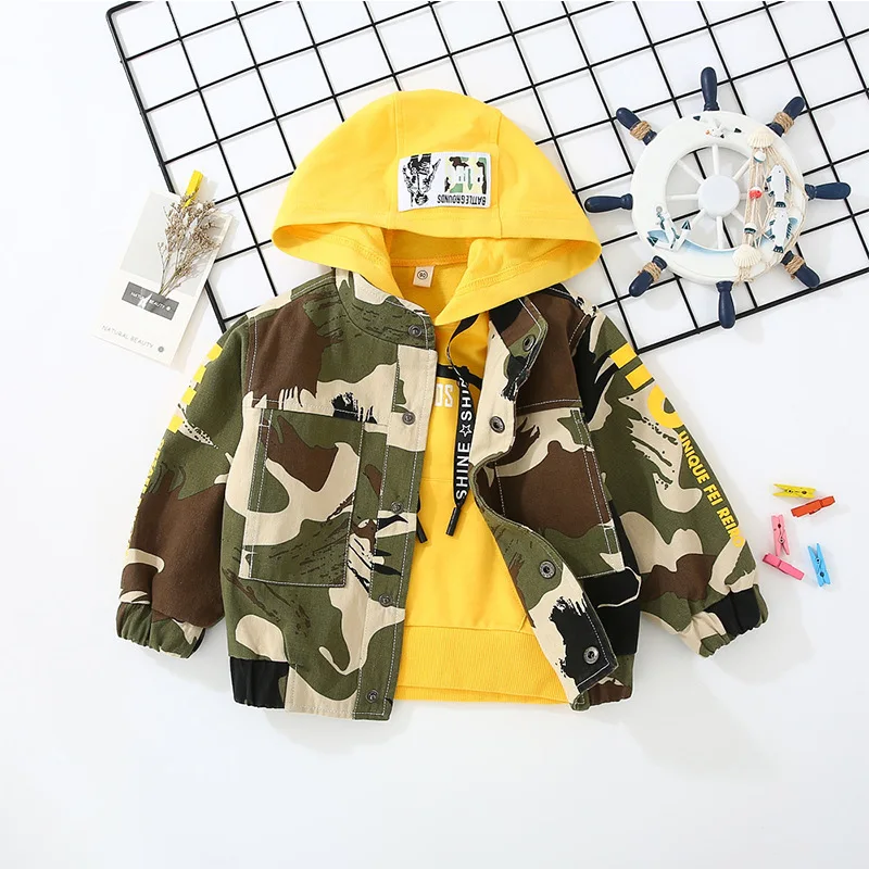 

Spring autumn boy clothes sets cotton kids sweatshirts Hoodie+coat Camouflage 2 piece toddler sports clothes Children clothing