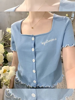 

PX2089 Knit short sleeve t-shirt women short