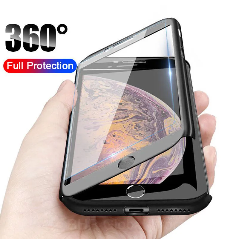 360 Full Cover Phone Case For iPhone 7 6 6s 8 Plus 5 5s SE Protective 11 Pro XS MAX XR With Glass |
