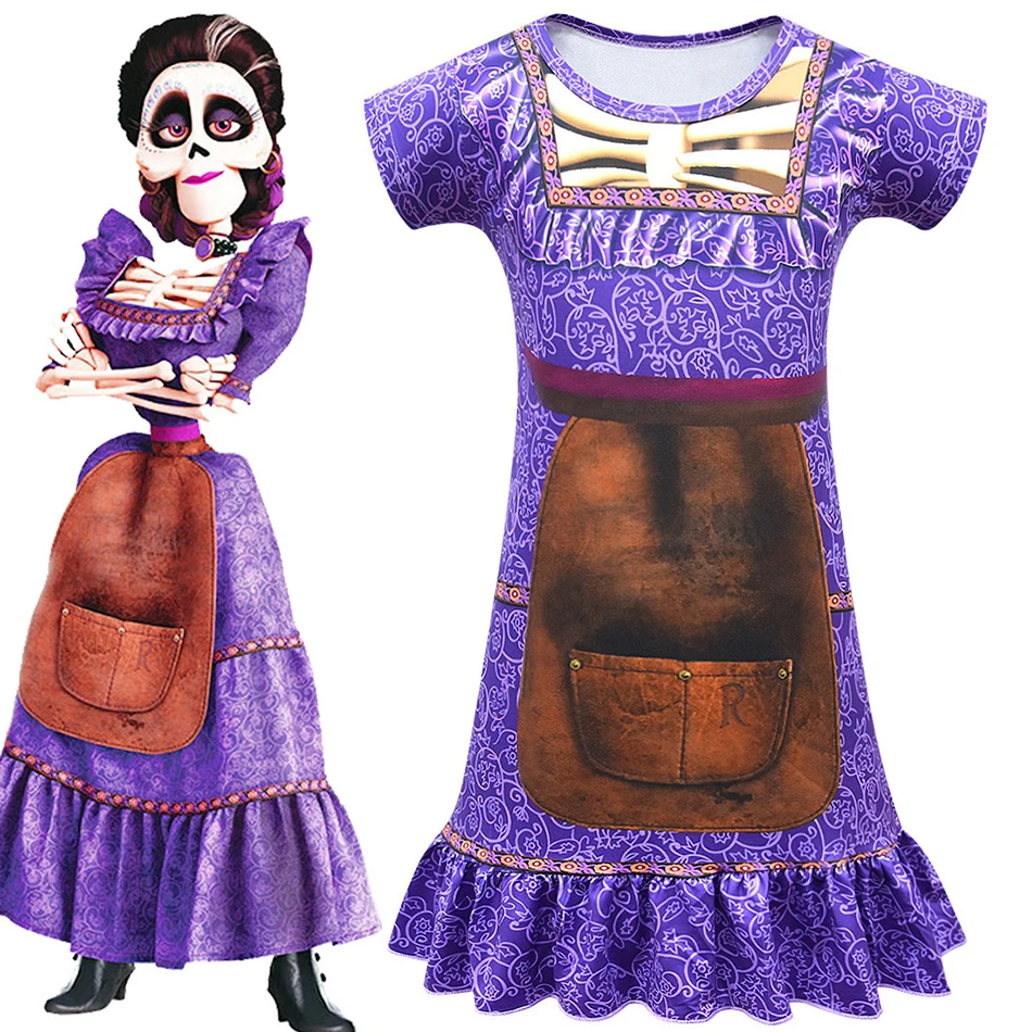 

3D Cartoon Printing Long Pajamas Kids Halloween Party Cosplay Costume Baby Girl Purple Casual Dress