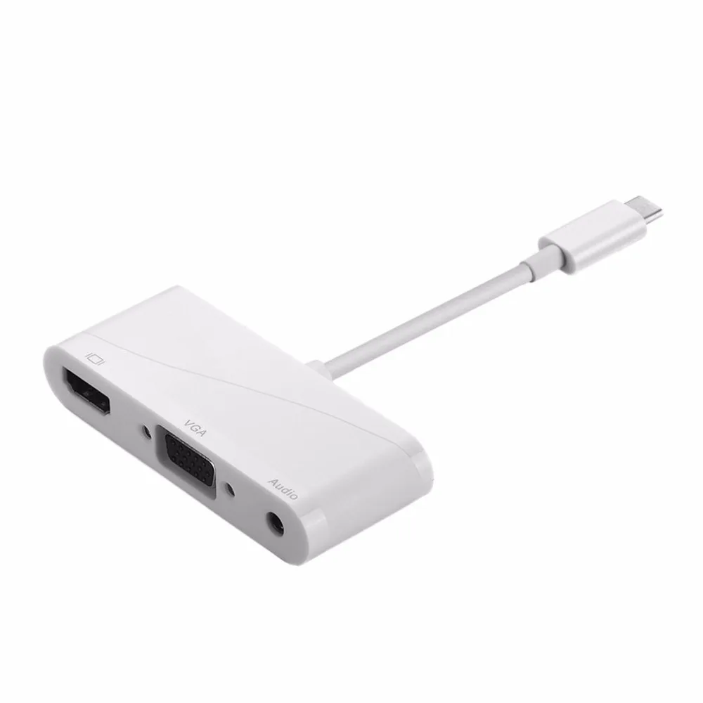 Высококачественный USB 3,1 тип-c к HDMI VGA Аудио HD адаптер высокой четкости конвертер с тип-c к VGA кабель Белый