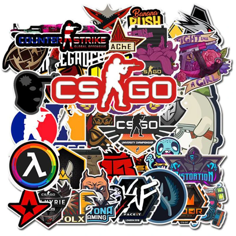 50PCS Not Repeating CS GO Stickers for Guitar Phone Motorcycle Laptop Luggage Graffiti Keyboard Fridge Waterproof Joke Stickers