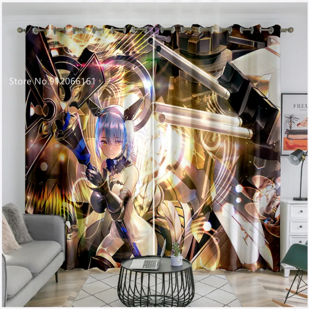 Azur Lane Blackout Curtain Japan Anime Game Manga 3D Print For Kids Bedroom Window Drapes Folio/One Piece Window Treatment 