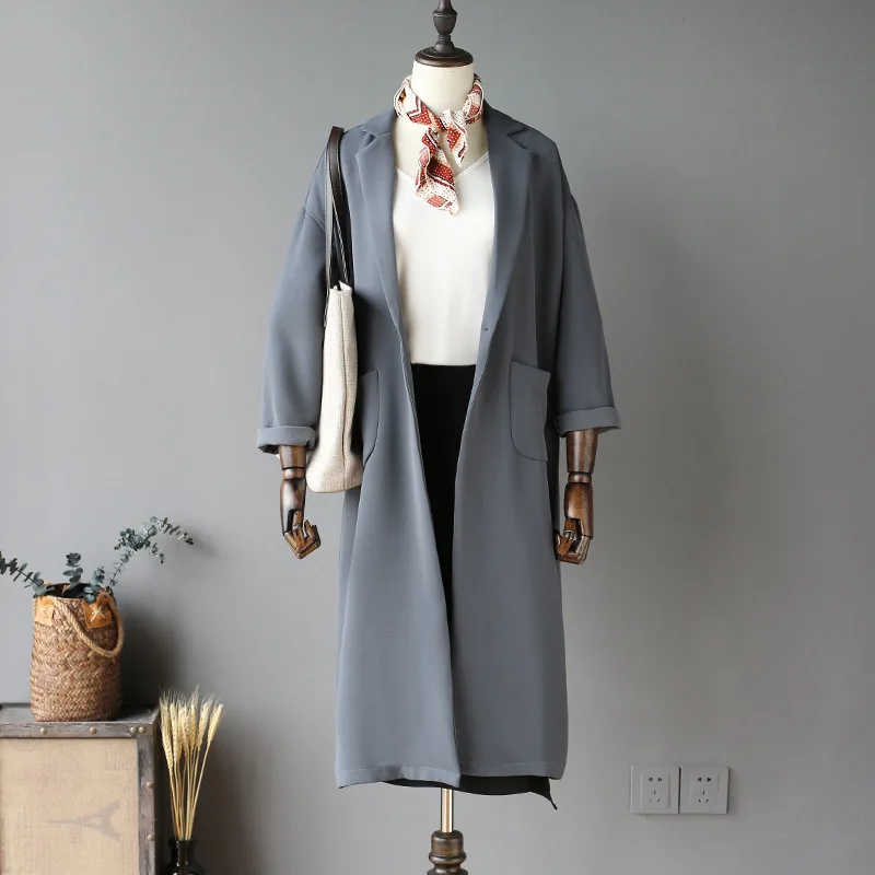 spring Autumn New Plus Size Fashion Women Loose Casual Harajuku Vintage Long section Windbreaker Female coat