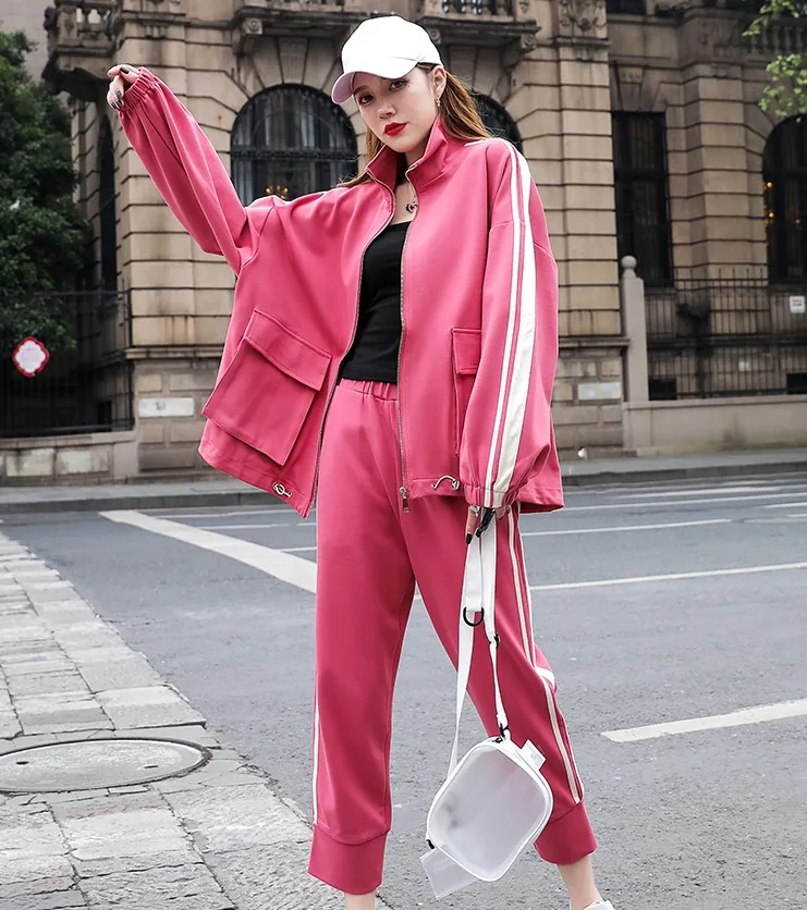 

2019 winter new European and American fashion loose large pieces versatile simple printing set