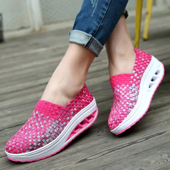 

7 Colors Fashion New Women Casual Sneakers Lady's Shake Fitness Sport Shoes Mesh Fabric Slip-on Shoes Zapatos Mujer
