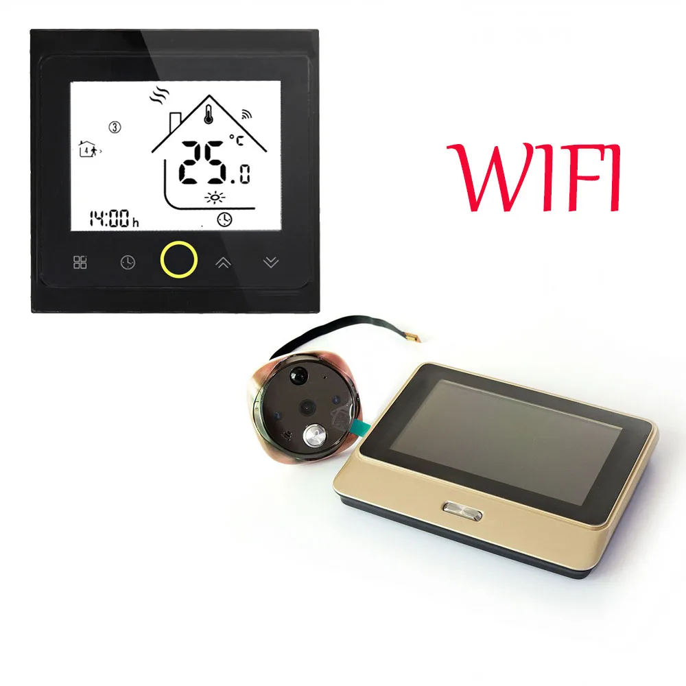 Дверной звонок для домашнего видео-глаз Wi-Fi цифровые двери зрителей Золотая