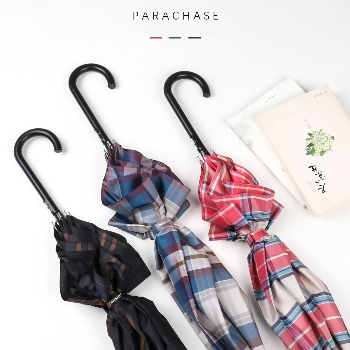 

Parachase Umbrella Rain Women British Style Plaid Golf Umbrella Automatic Ultralight Paraguas Travel Long Handle Umbrellas Girls