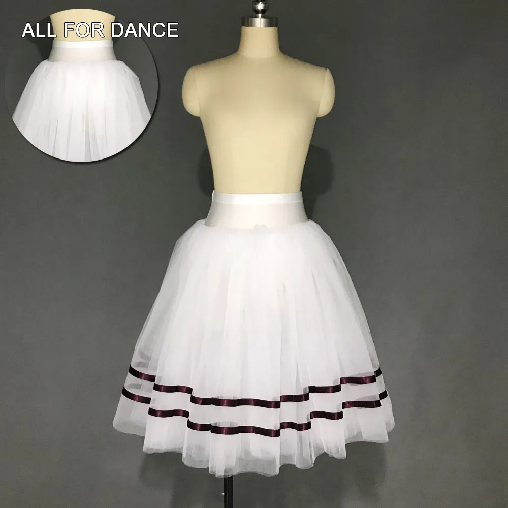 Long Romantic Ballet Tutu Half Practcing Girl/Women Costume With Black Ribbon | Тематическая одежда и униформа