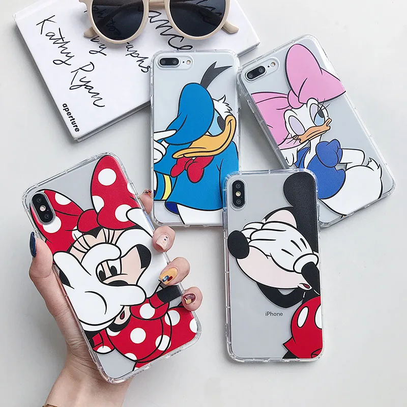 

Cute Cartoon Mickey Minnie Phone Cases For iphone 8 case Transparent Silicon Cover For iphone6 6s 7 8plus XR XS MAX XS case Capa