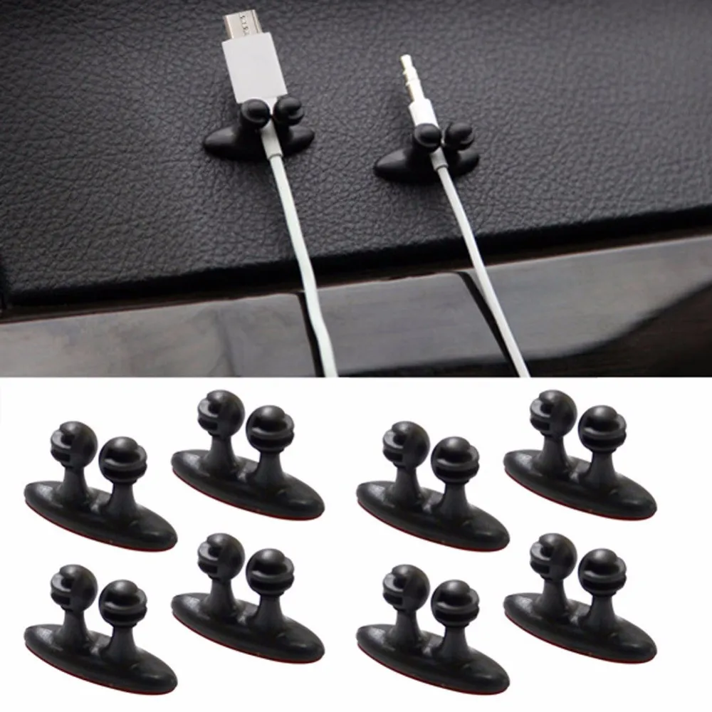 

8pcs Car Wire USB Cable Holder Tie Clip Fixer Organizer Black Line Clamp Vehicle Wire Clip Fixed Clamp Automotive Cable Clip