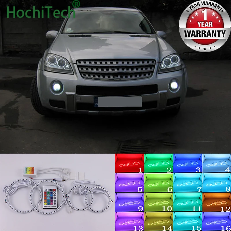 

For Mercedes Benz M Class W164 2006 2007 High Quality Multi-Color Angel Eyes LED RGB Headlight Halo Ring Set RF Remote Control