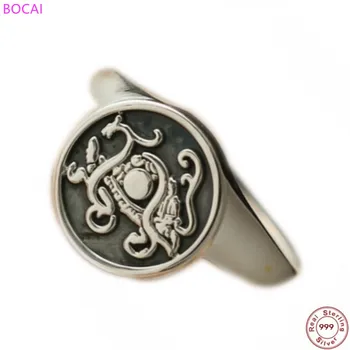 

S999 pure silver ring for men 2020 new fashion retro ethnic style mighty beast ring retro Thai silver craft men's rings