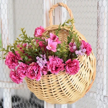 

Handmade Rattan flower Basket Wall-mounted Flower Basket Rustic Wicker Flowerpot Birds Nest Hanging pot #26