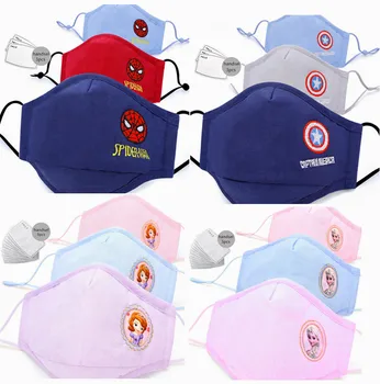 

3pcs PM2.5 Superhero Children Mouth Mask Spiderman Captain America princess kid face Mask Washable reuse Dust-proof Mouth