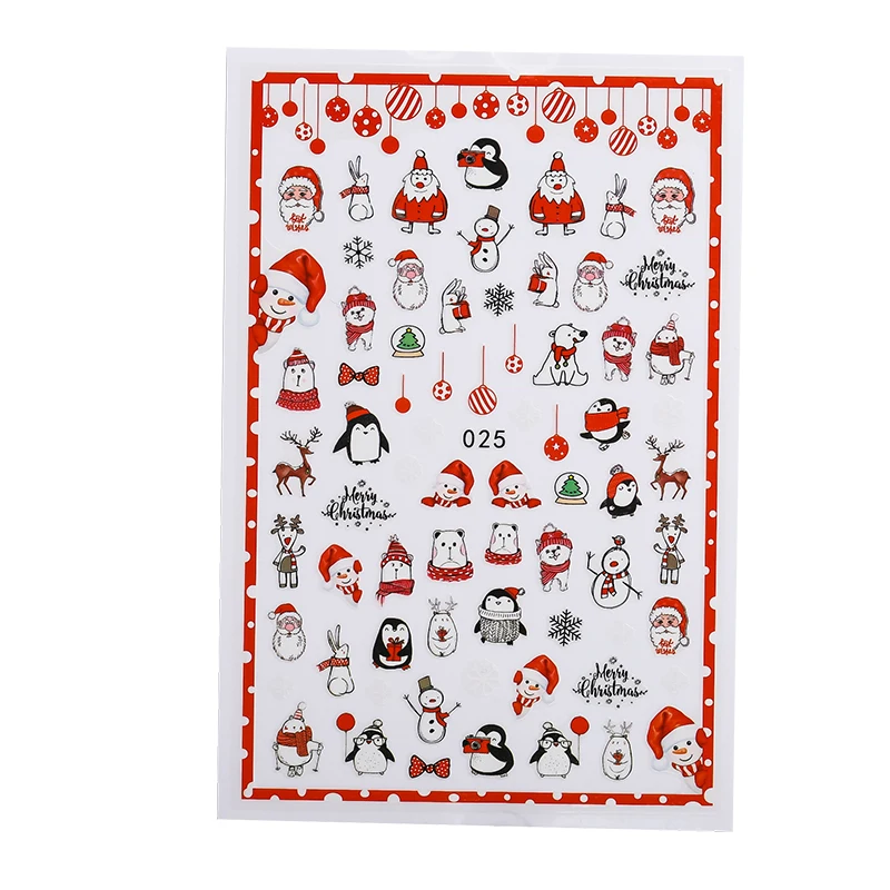 3D Christmas Snowman Elk Nail Decals Beautiful Stylish Sticker Art Accessory | Красота и здоровье